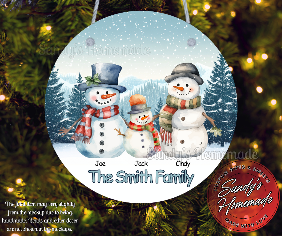 Personalized Snowman Family Jumbo Ornament/Decor