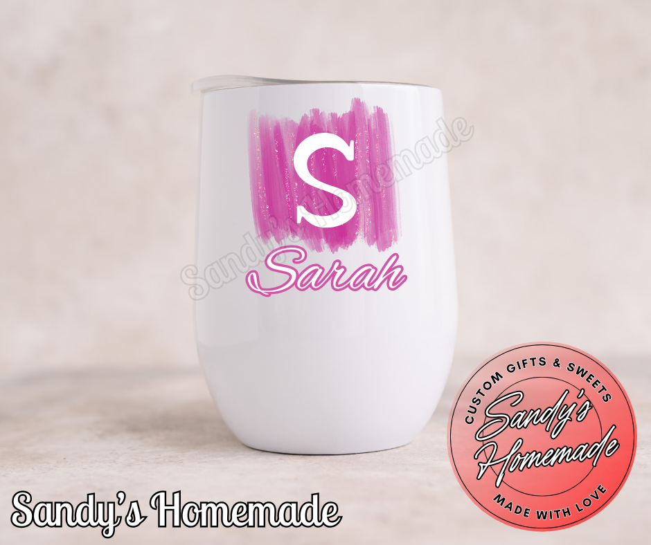 Personalized wine tumbler with monogram and name