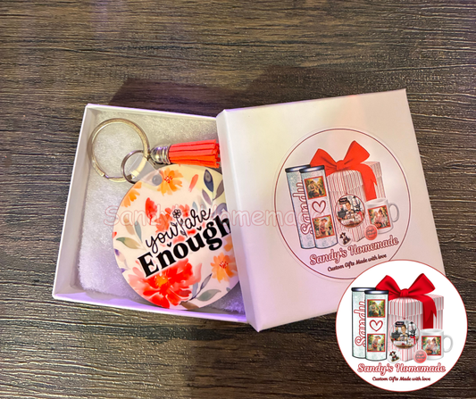 You are enough floral keychain