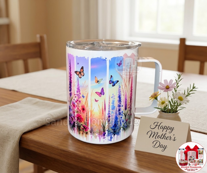Butterfly 12 oz stainless steel mug