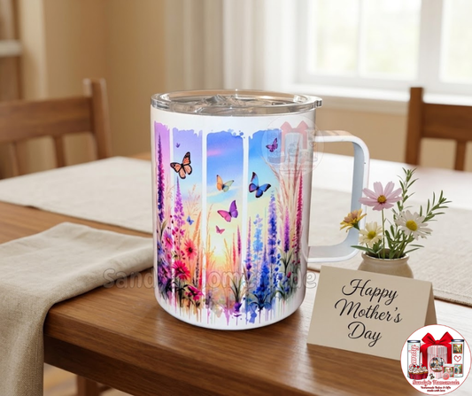 Butterfly 12 oz stainless steel mug