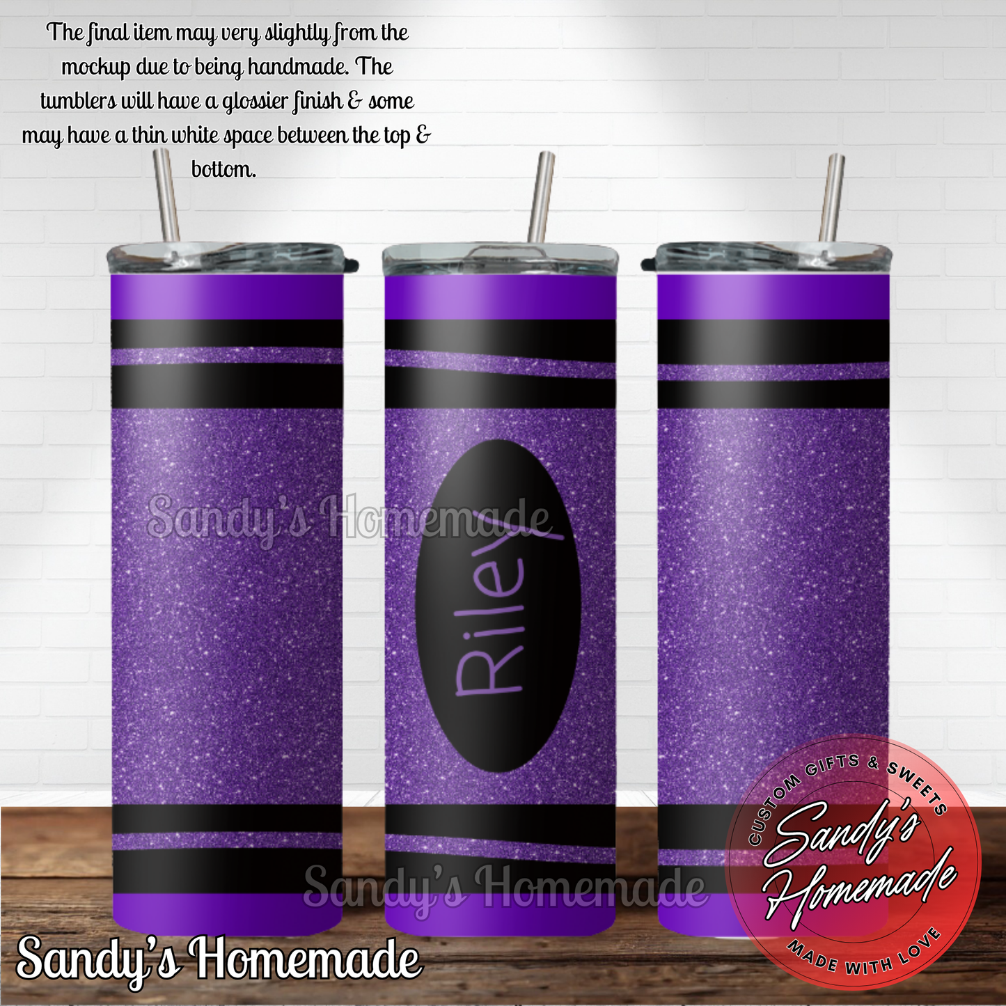 Personalized crayon tumblers 12 & 20 oz available