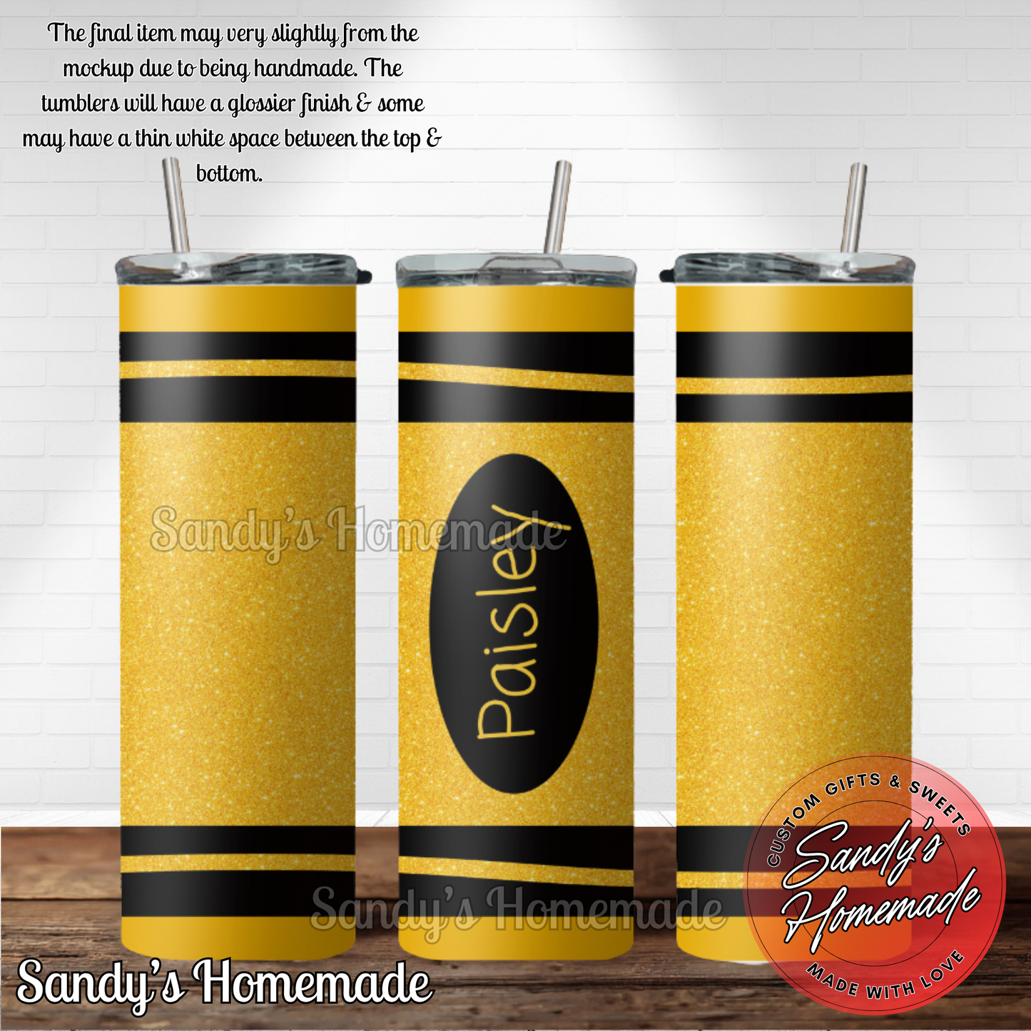 Personalized crayon tumblers 12 & 20 oz available