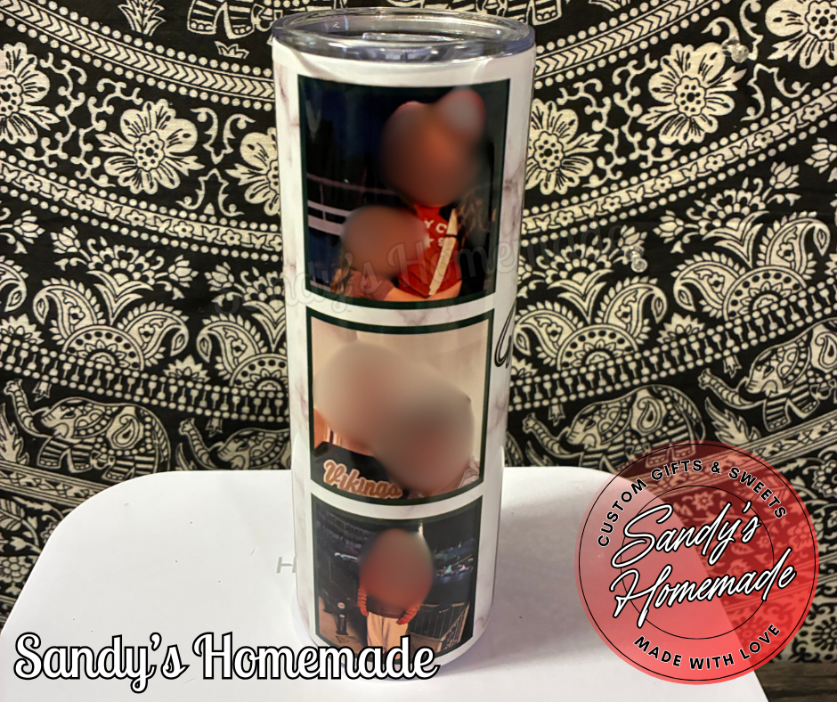 #4: Custom photo tumbler with any text and 8 photos