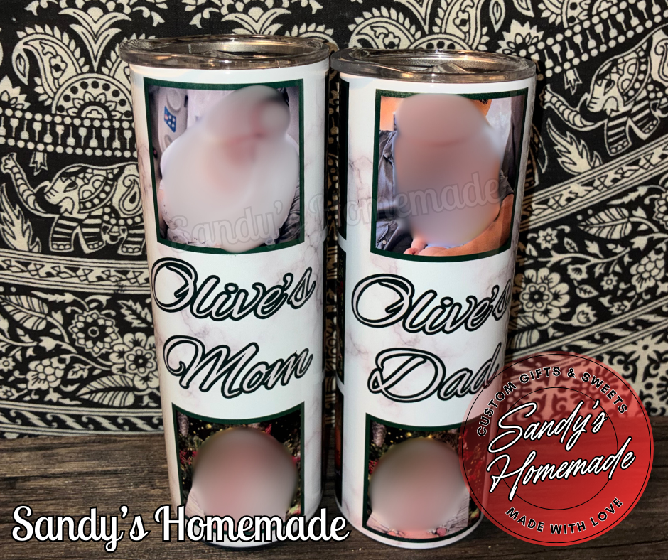 #4: Custom photo tumbler with any text and 8 photos