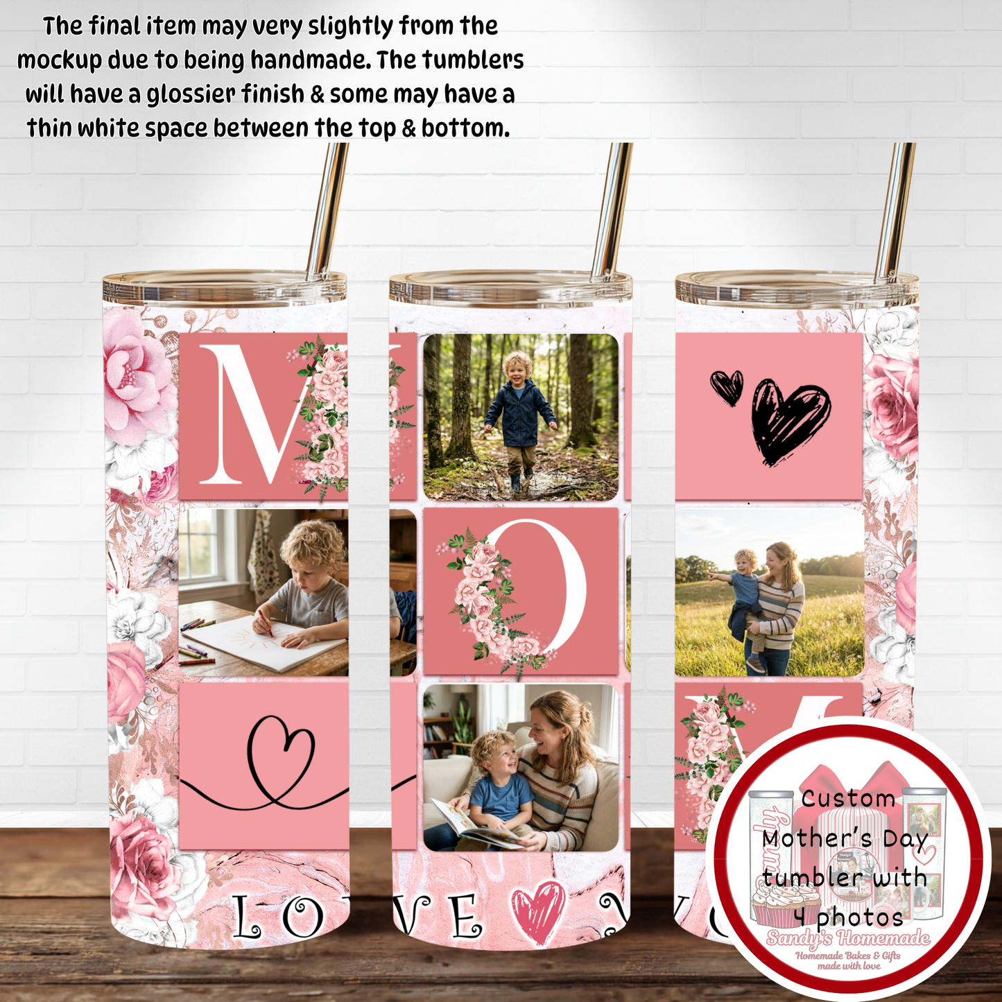 Custom I love you mom 20 oz tumbler - Customizable Mother's Day gift -