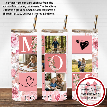 Custom I love you mom 20 oz tumbler - Customizable Mother's Day gift -